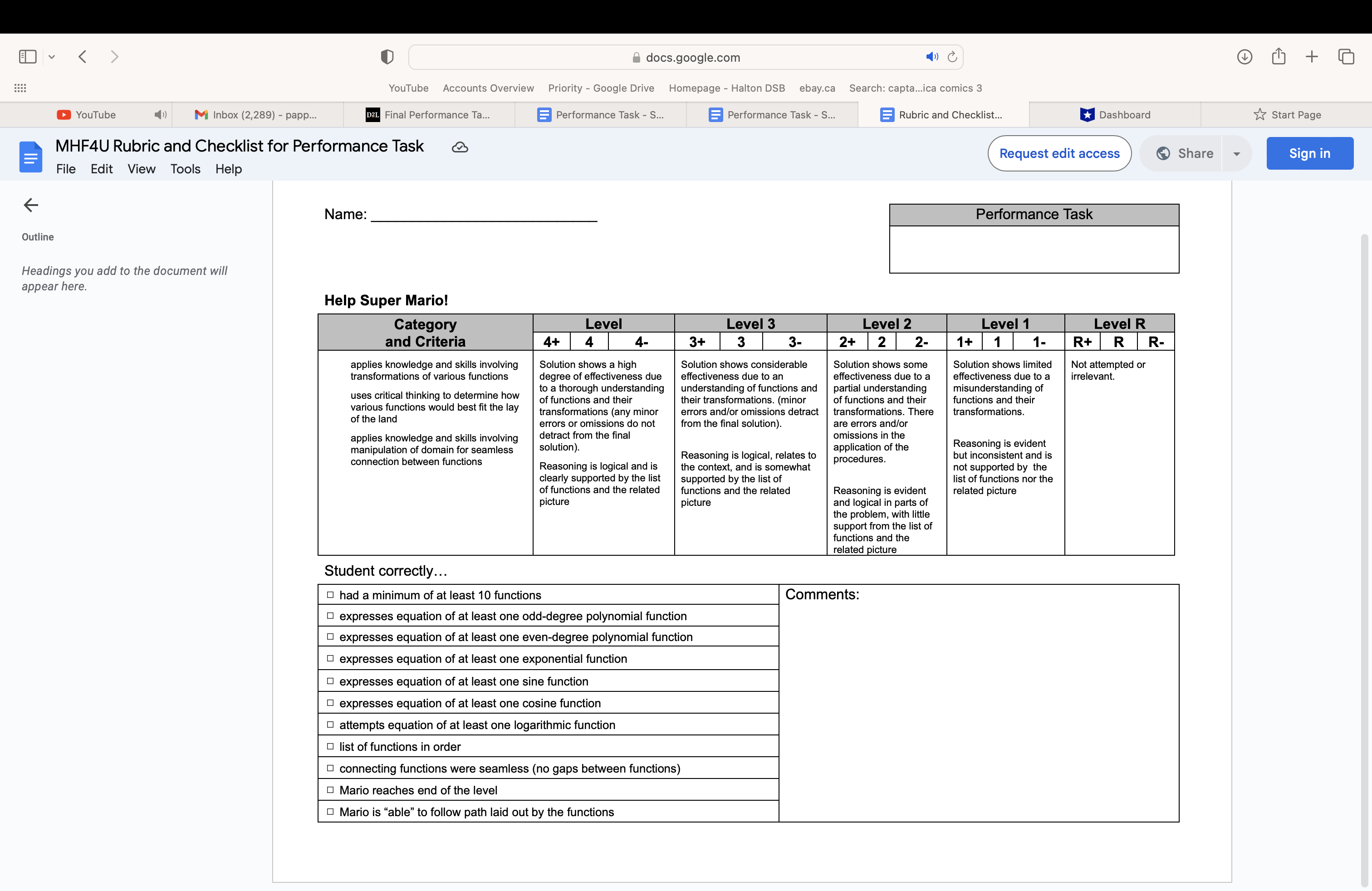 Super Mario Bros 1) as an example. O Your submission should include