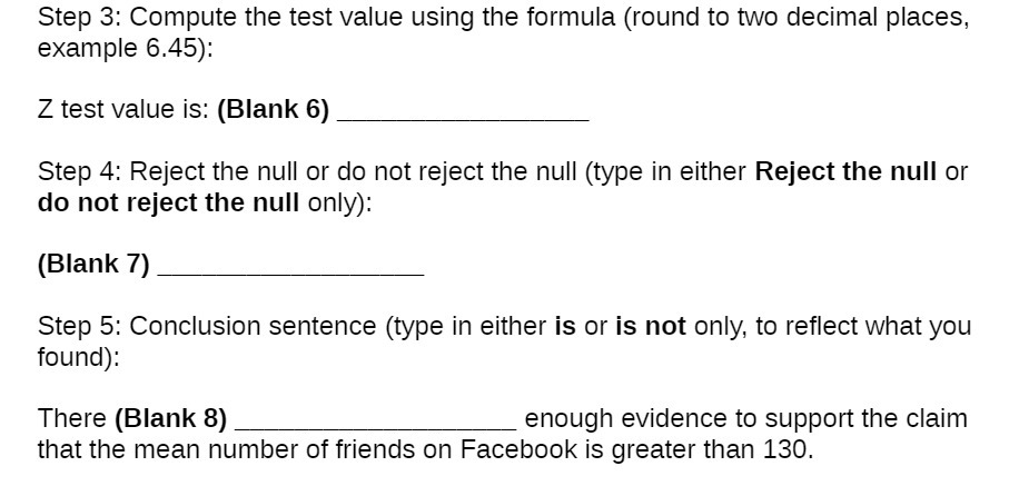 Step 3: Compute the test value using the formula (round to