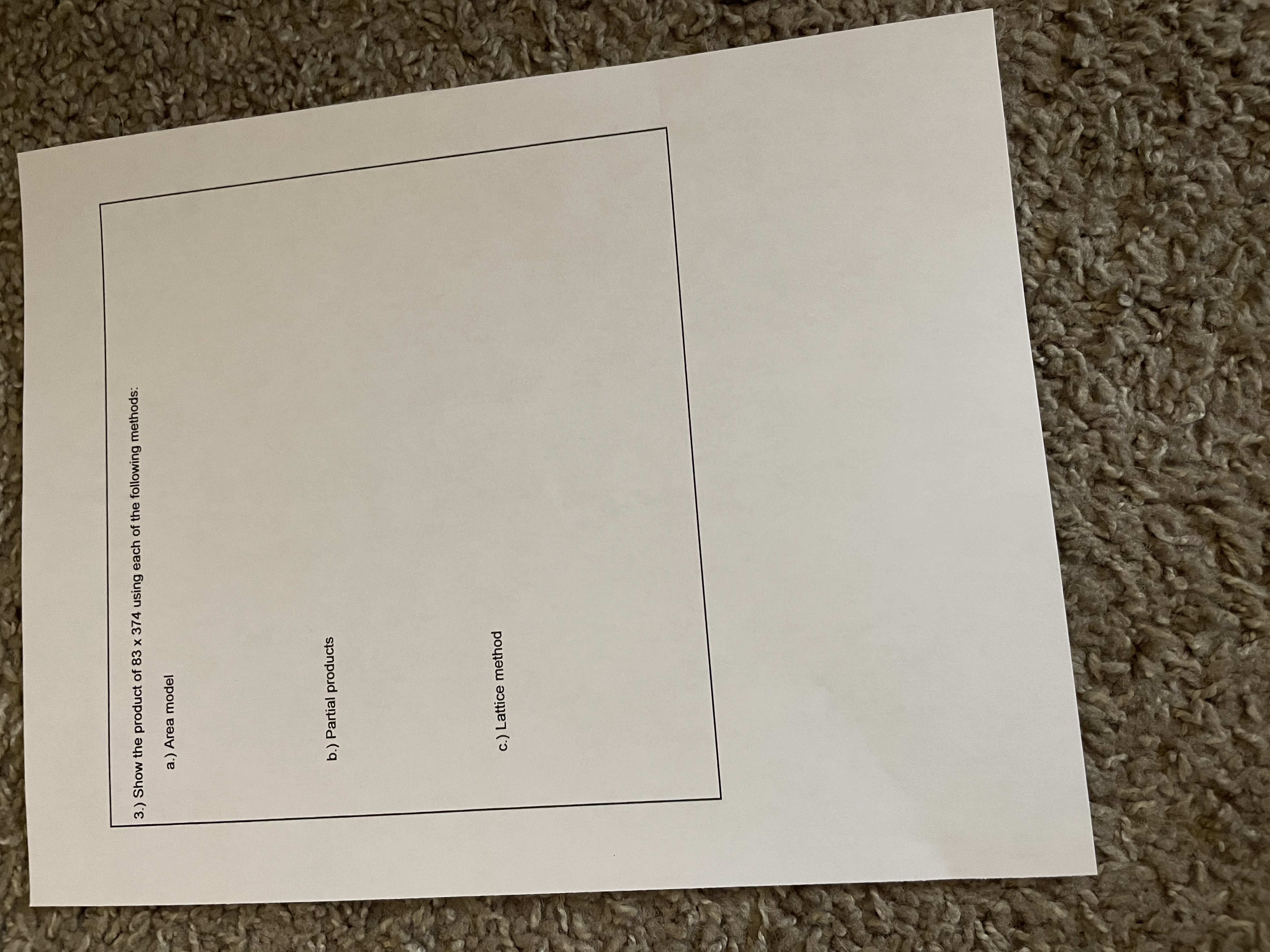 problem for the multiplication computation 7 x 4. Draw THREE models for