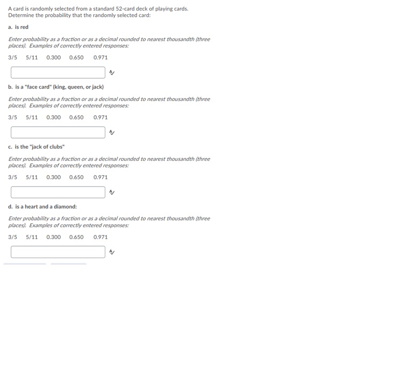  A card is randomly selected from a standard 52-card deck of