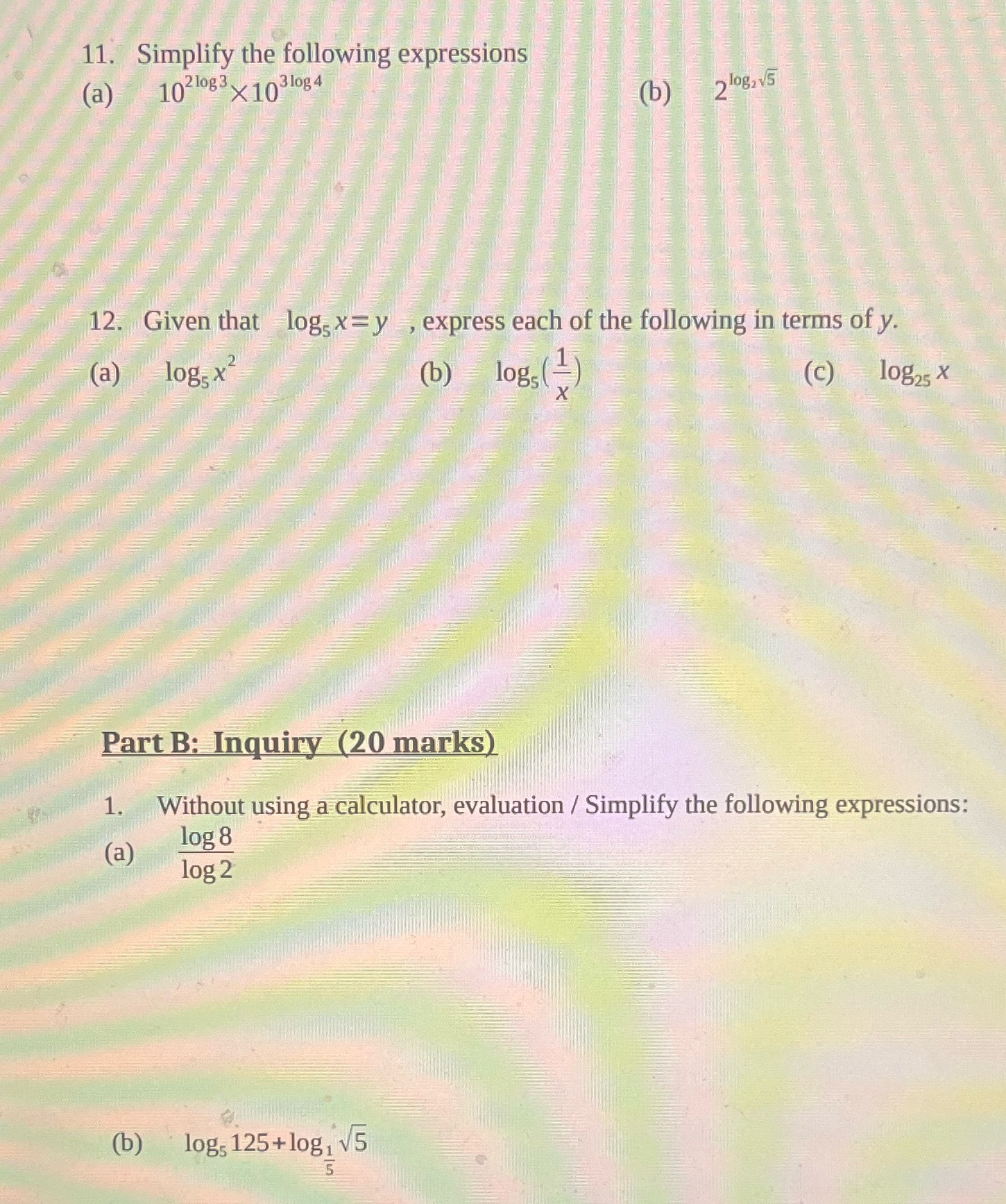 Plz answer as quickly as you can: 11. Simplify the following expressions