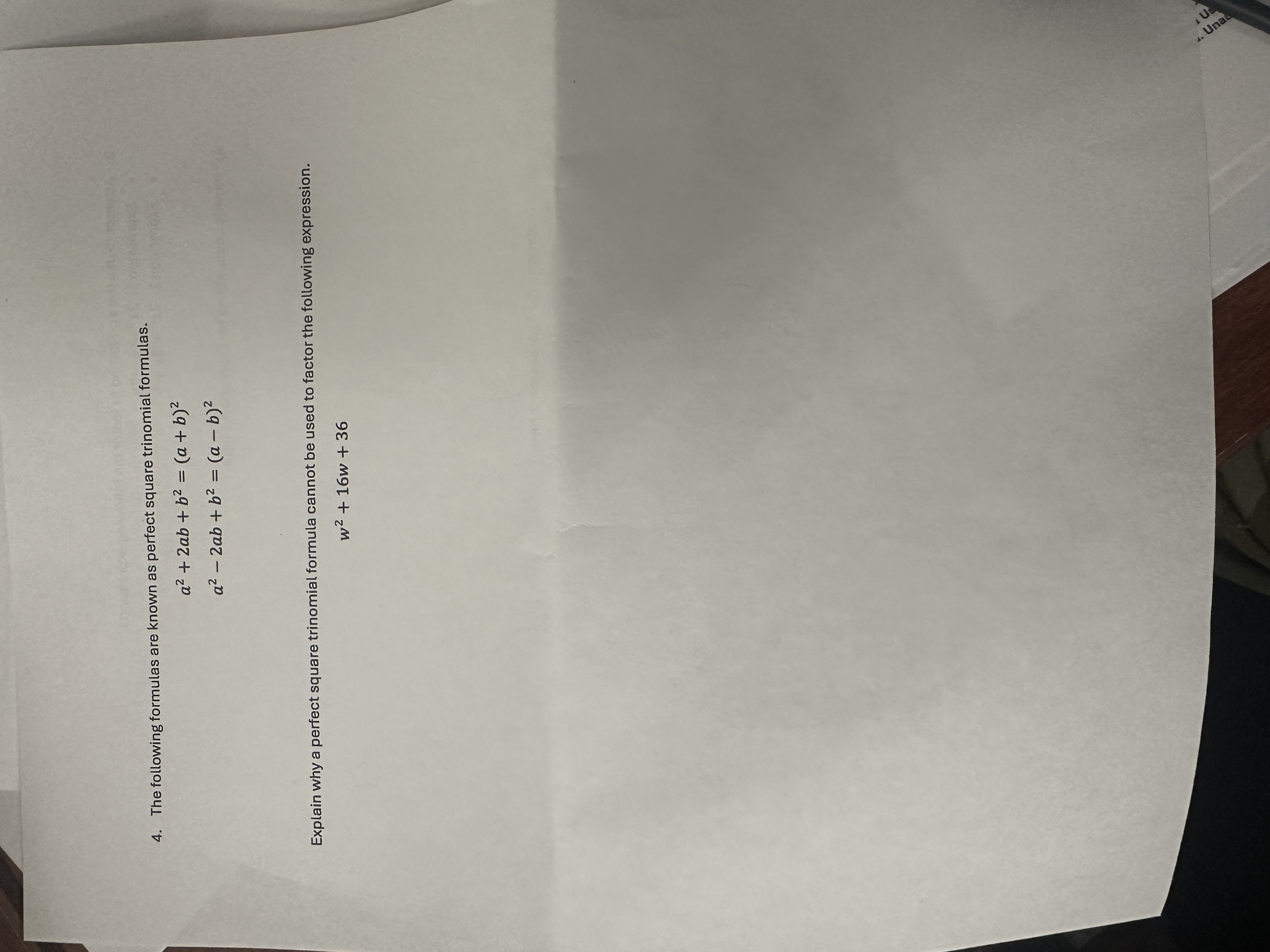 following formats: Word document . A photo of the Word document A