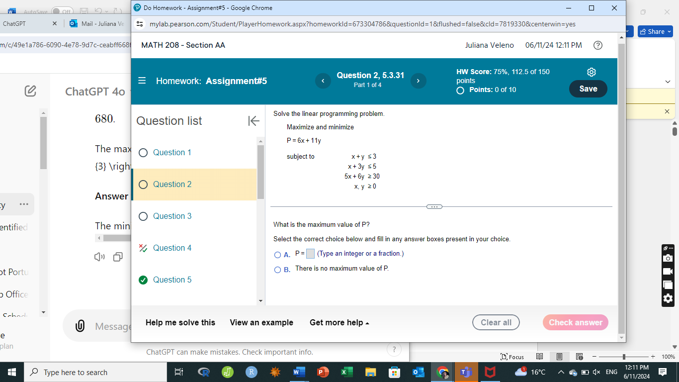 Chrome 0 X X ChatGPT * 0 Mail - Juliana Ve 26