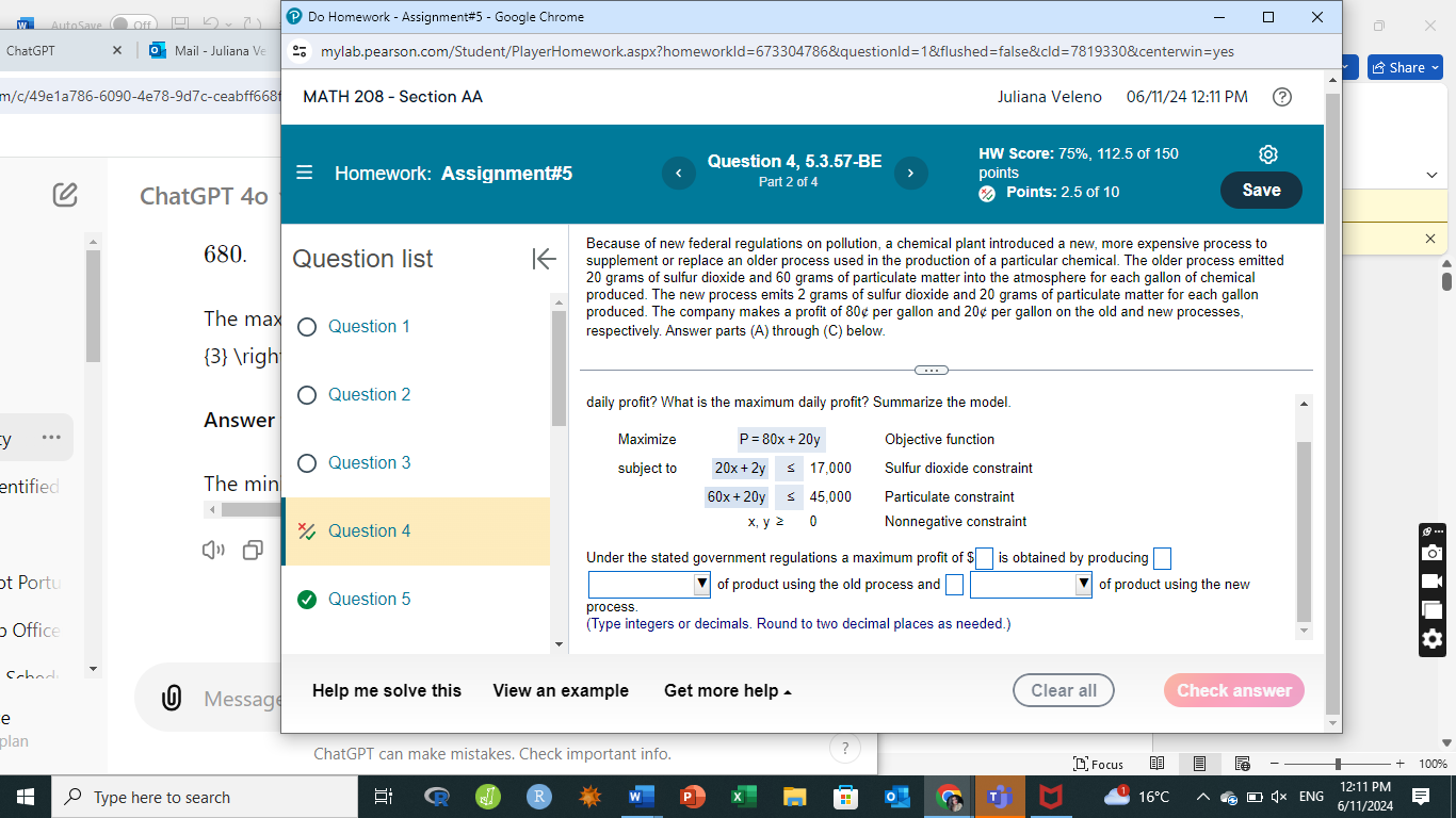 PM HW Score: 75%, 112.5 of 150 E Homework: Assignment#5 Question 1,