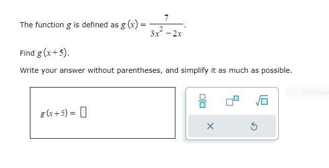  The function g is defined as g (x) = 3x 2