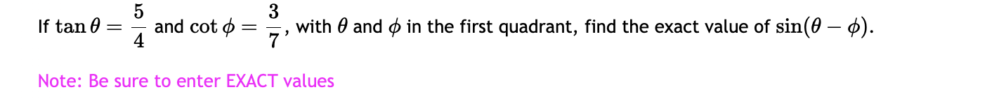 1. If tan 0 = and cot o = , with 0