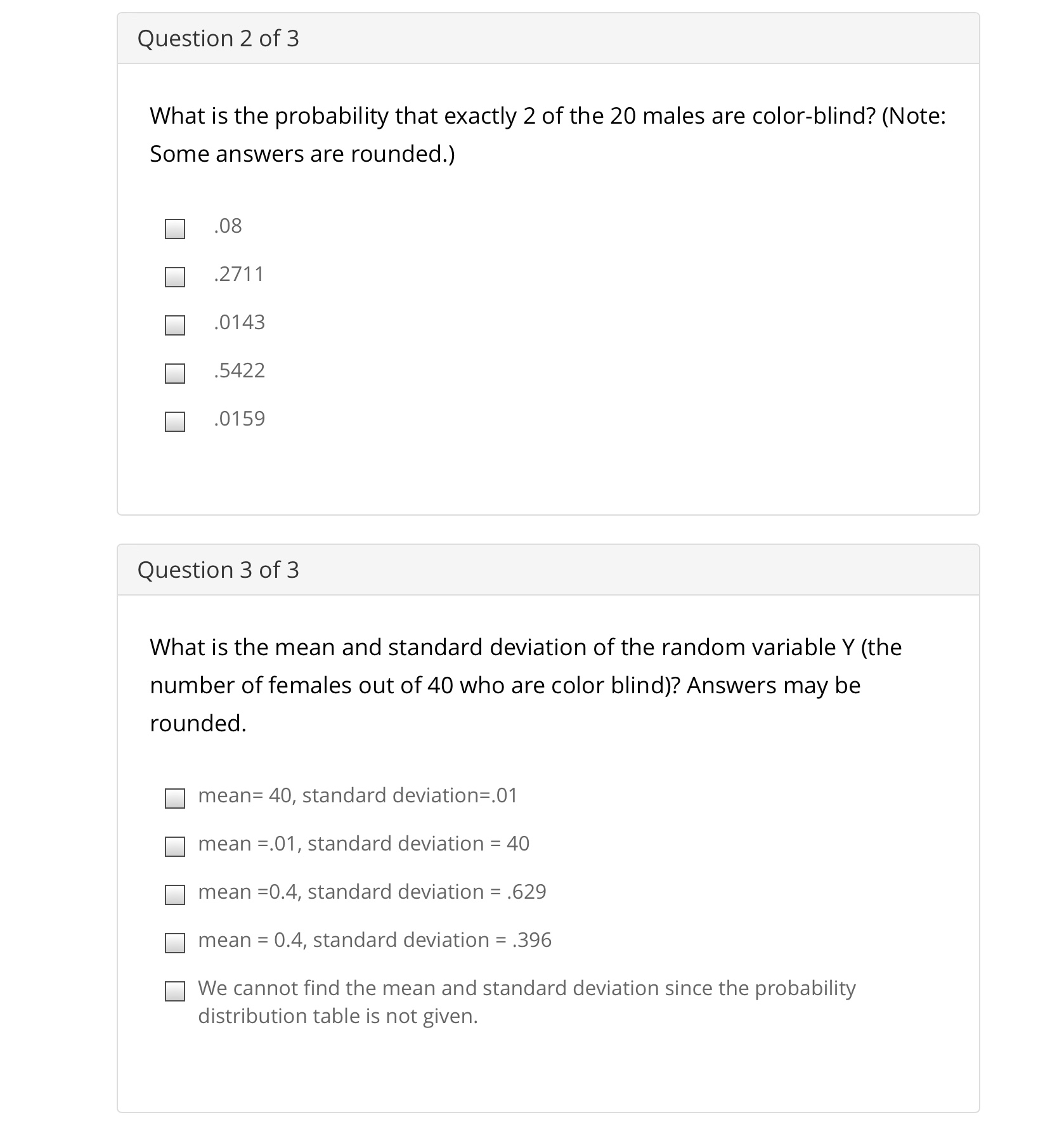 Random Variable Question 2 of 3 What is the probability that exactly