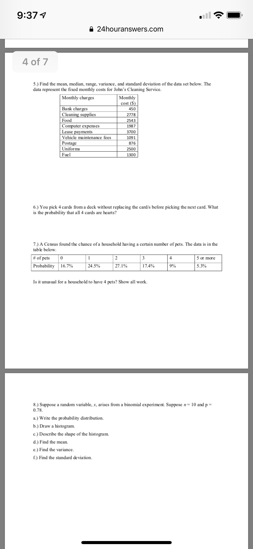 of 7 9.) The mean salary for nurses on Statistic Island (made-up