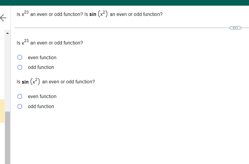  23 Is x an even or odd function? Is sin (xz]