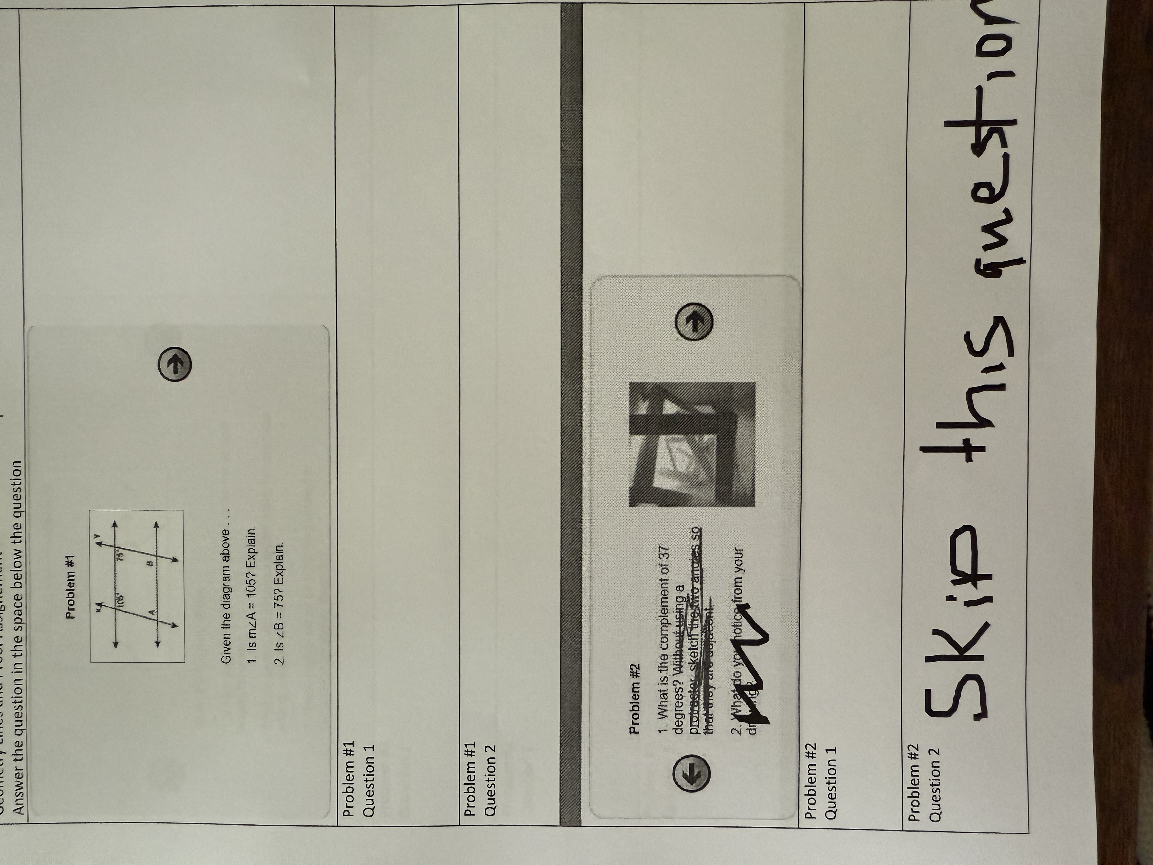  Answer the question in the space below the question Problem #1