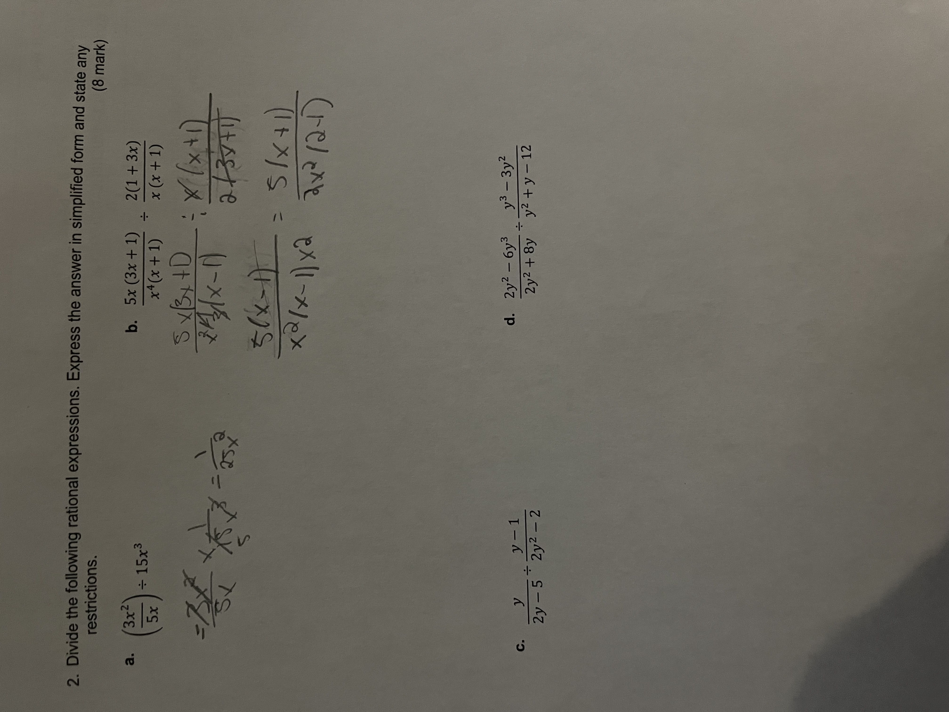 to) Identify the non-permissible value/s for each of the following expressions (4