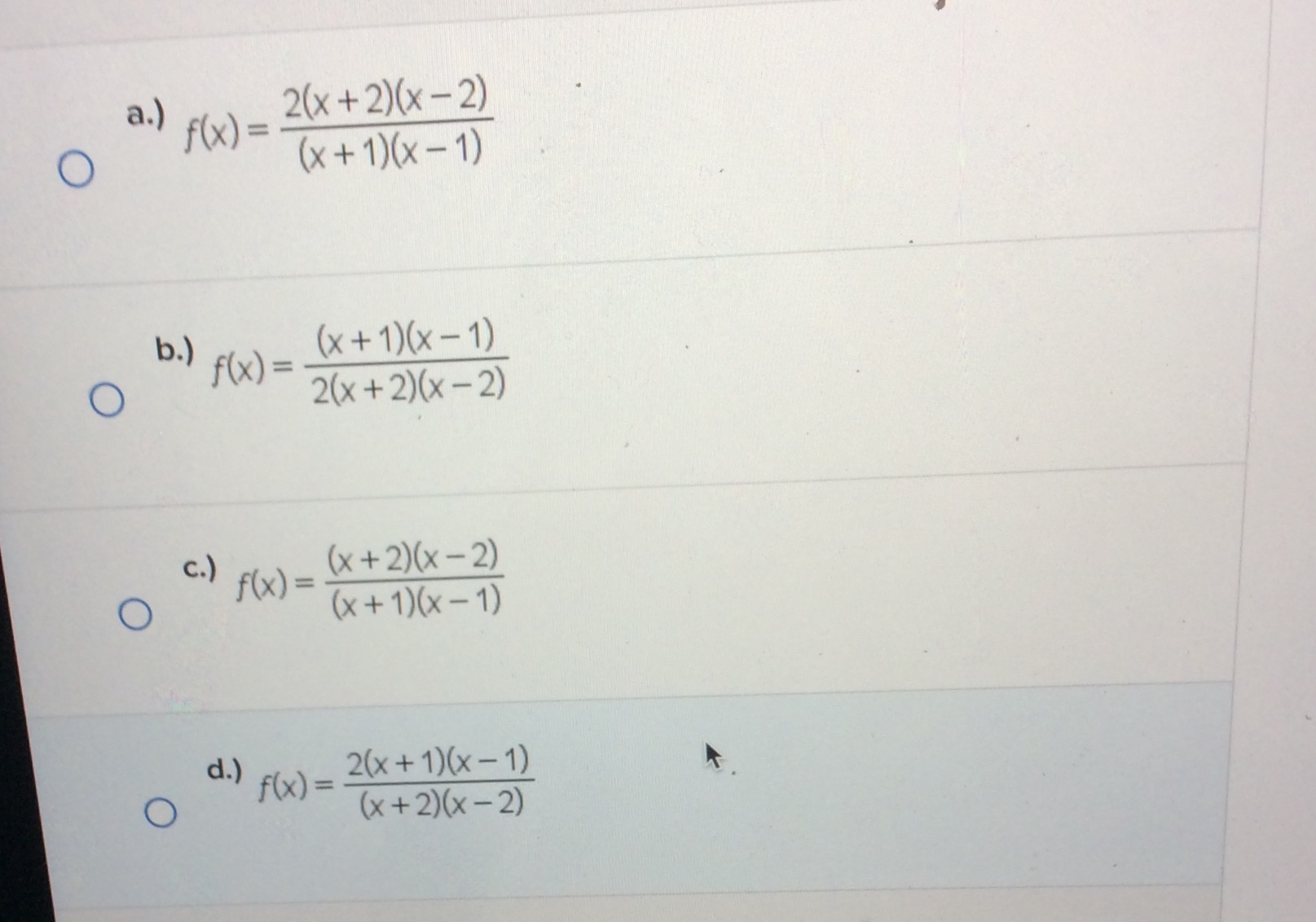 the rational function shown in the following graph.\f\fLEARNING OBJECTIVE: Evaluate trigonometric expressions