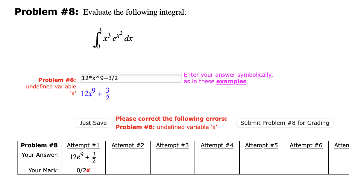 Problem #1: function of x, as in these Do not include '+