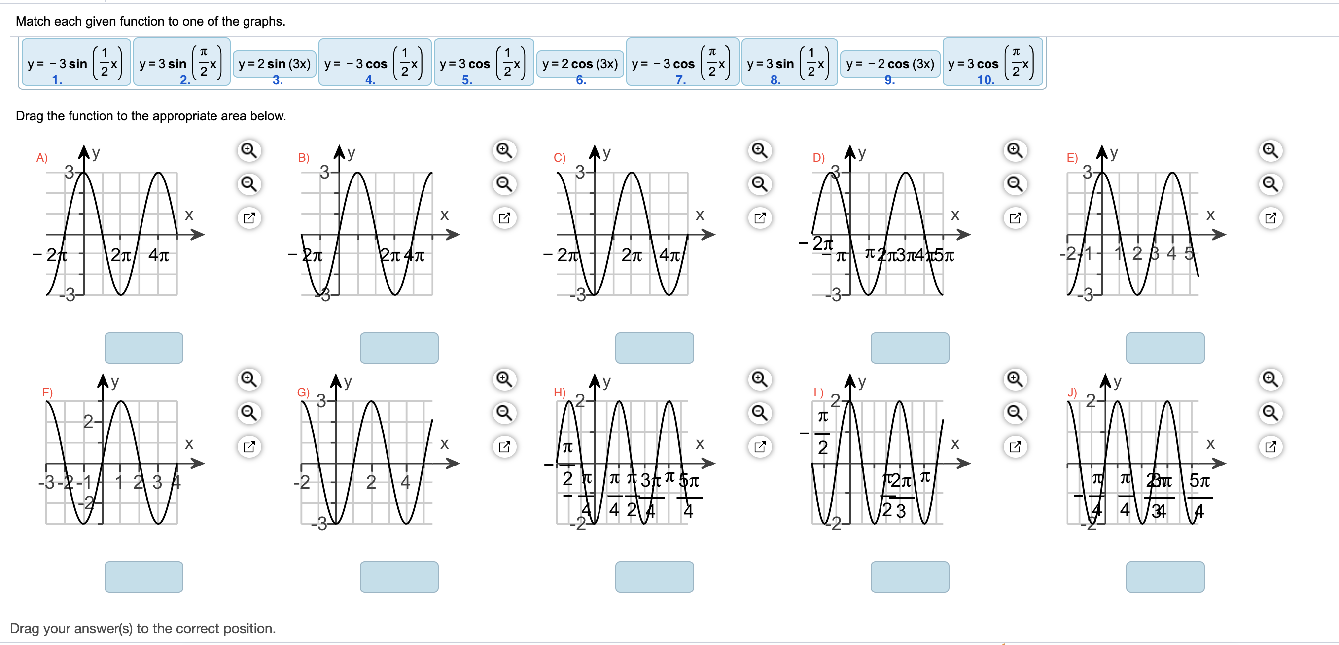 Match the functions given with a graph. I labeled it for you