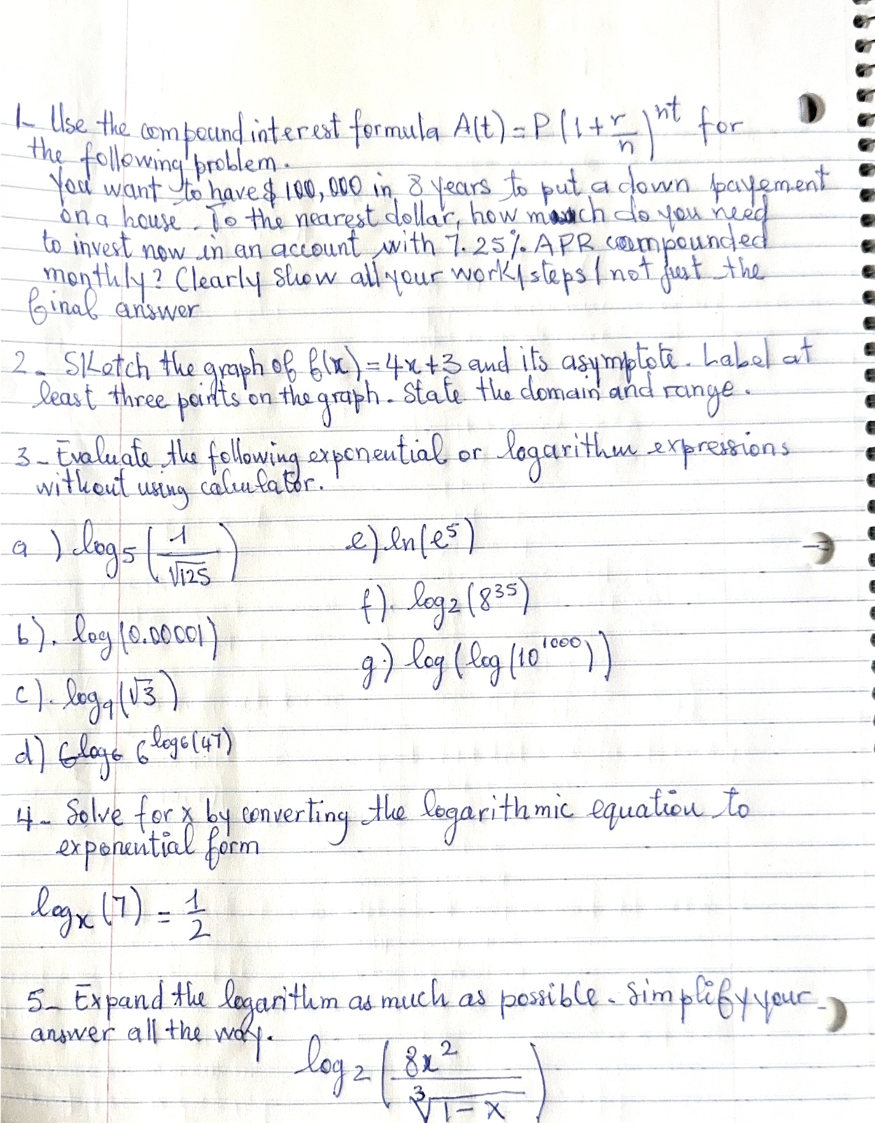 1- Use the combound interest formula Alt ) = P/itr jit
