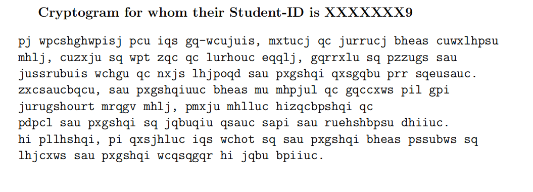 keyword associated to the given cryptogram. Note that brute force attack (i.e.,