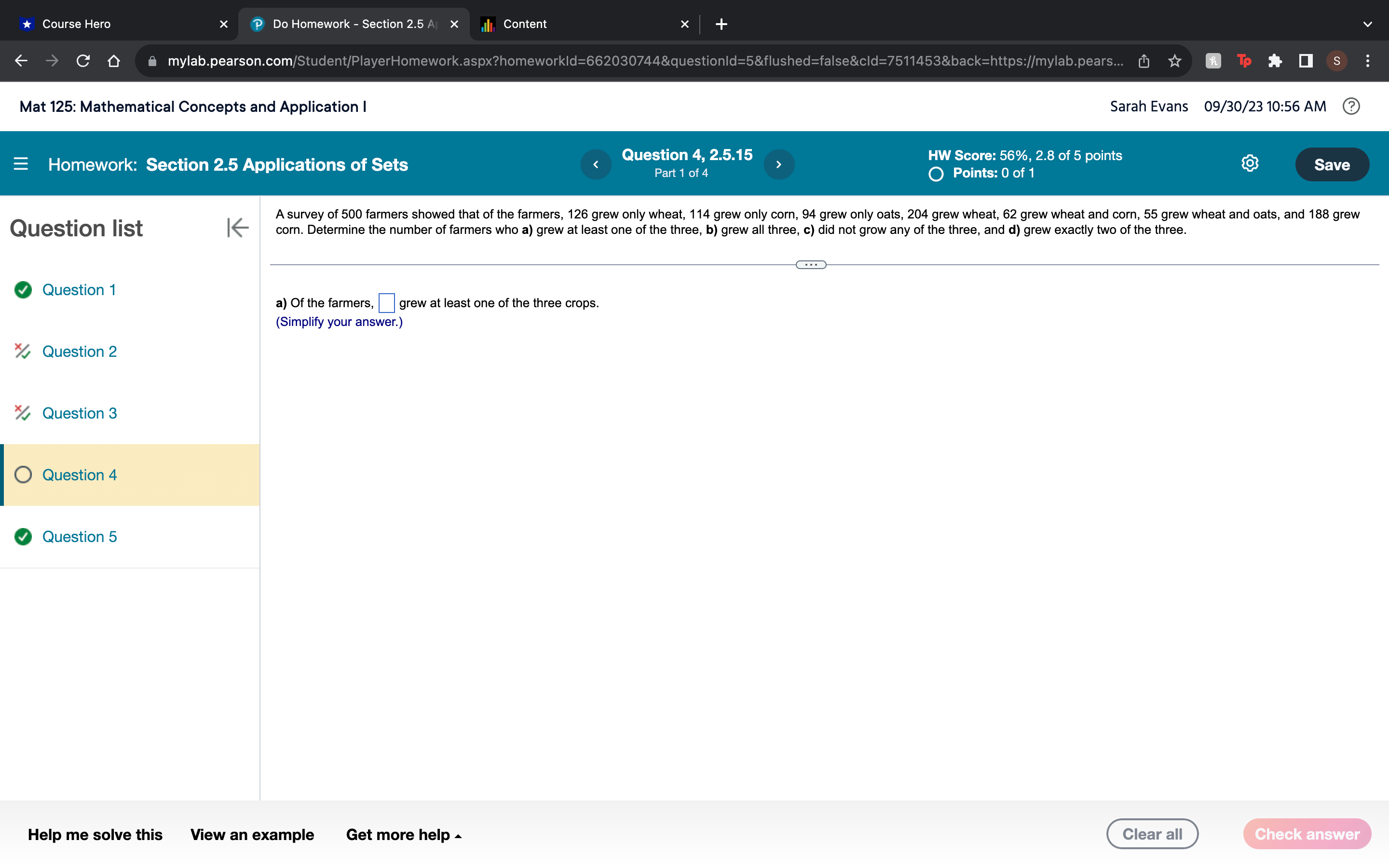 t Course Hero x 1) Do Homework Section 2.5 x 6