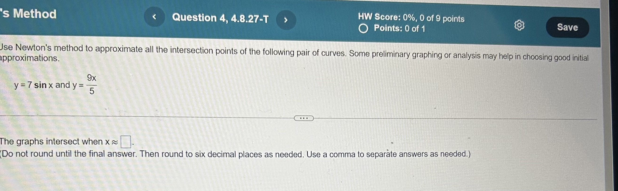 HW Score: 0%, 0 of 9 points O Points: 0 of 1