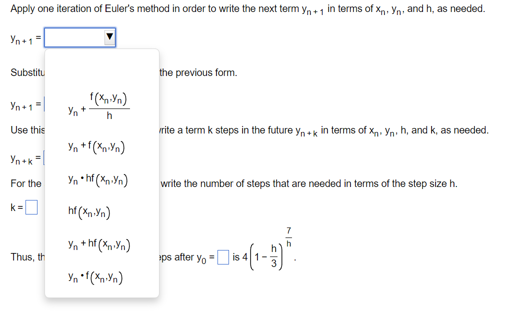 h Show that when Euler's method is used to approximate the solution