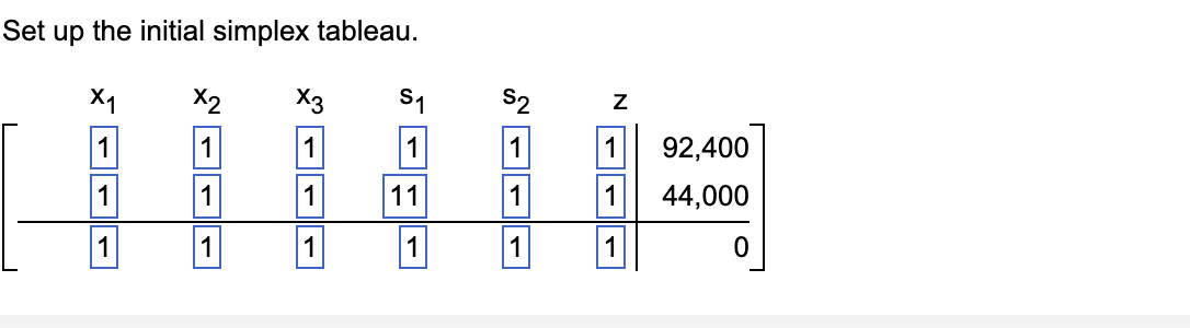 5x1 + x2 5 20 3x.I + 3x2 5 48 with x1