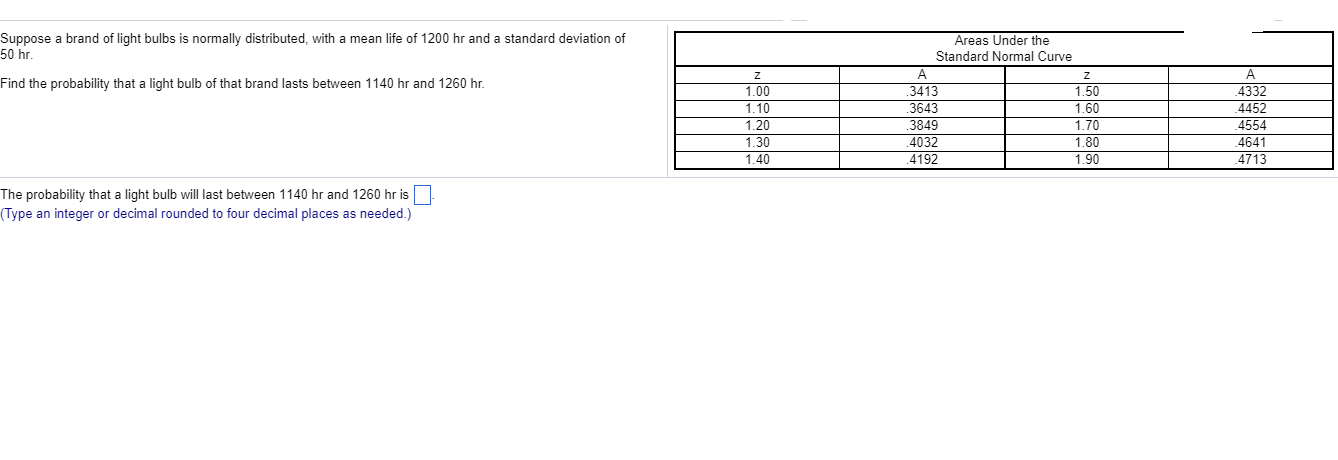 i need help with finding the probability that a light bulb of