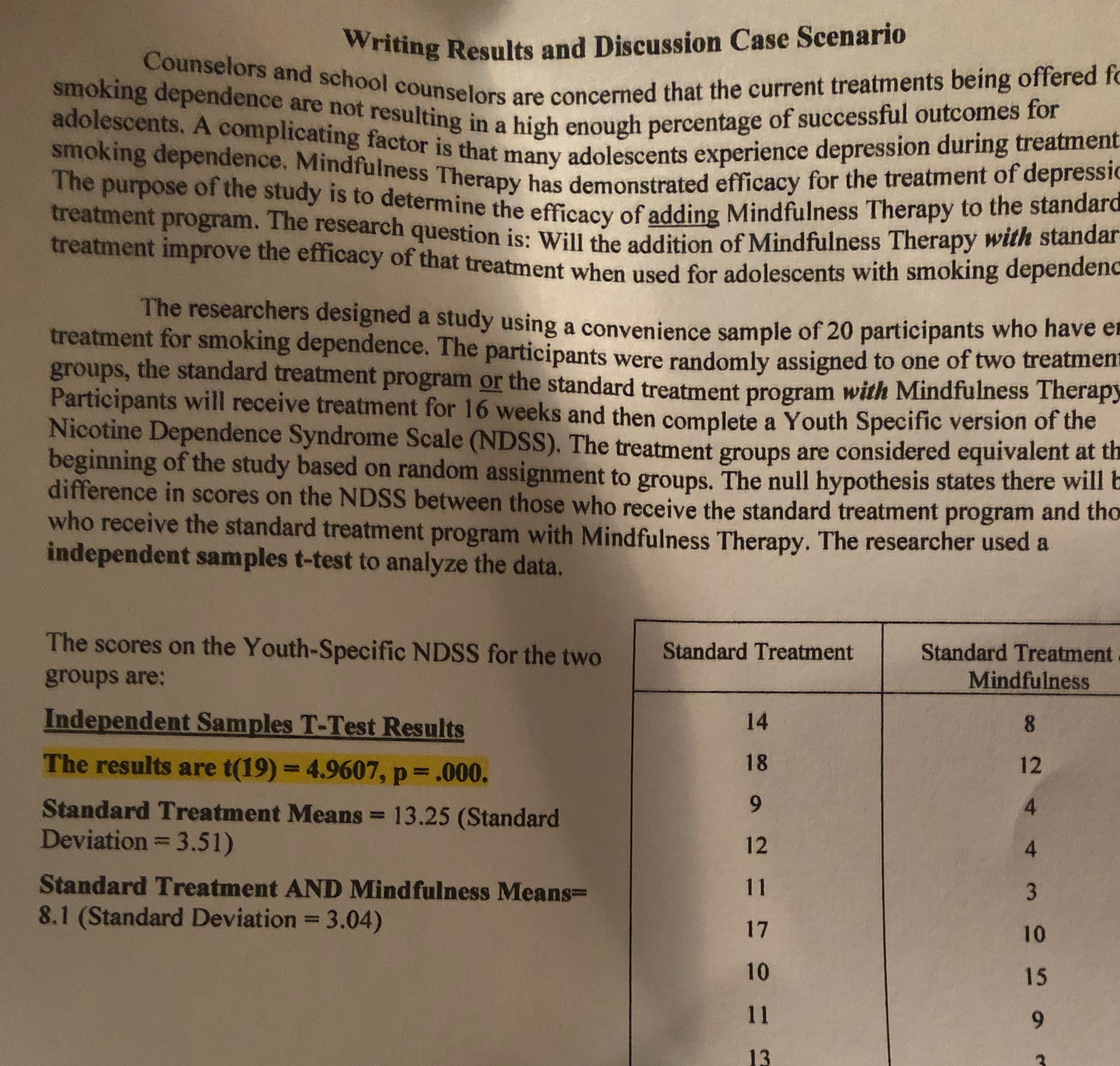 Does the study design accurately test the null hypothesis? Writing Results and