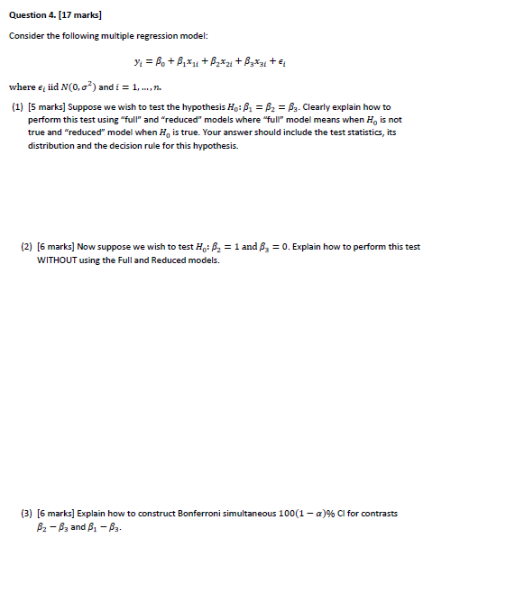 Hii need help with my Multivariate statistical analysis quest Question 4. [17