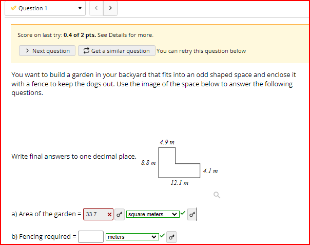  Question 1 Score on last try: 0.4 of 2 pts. See