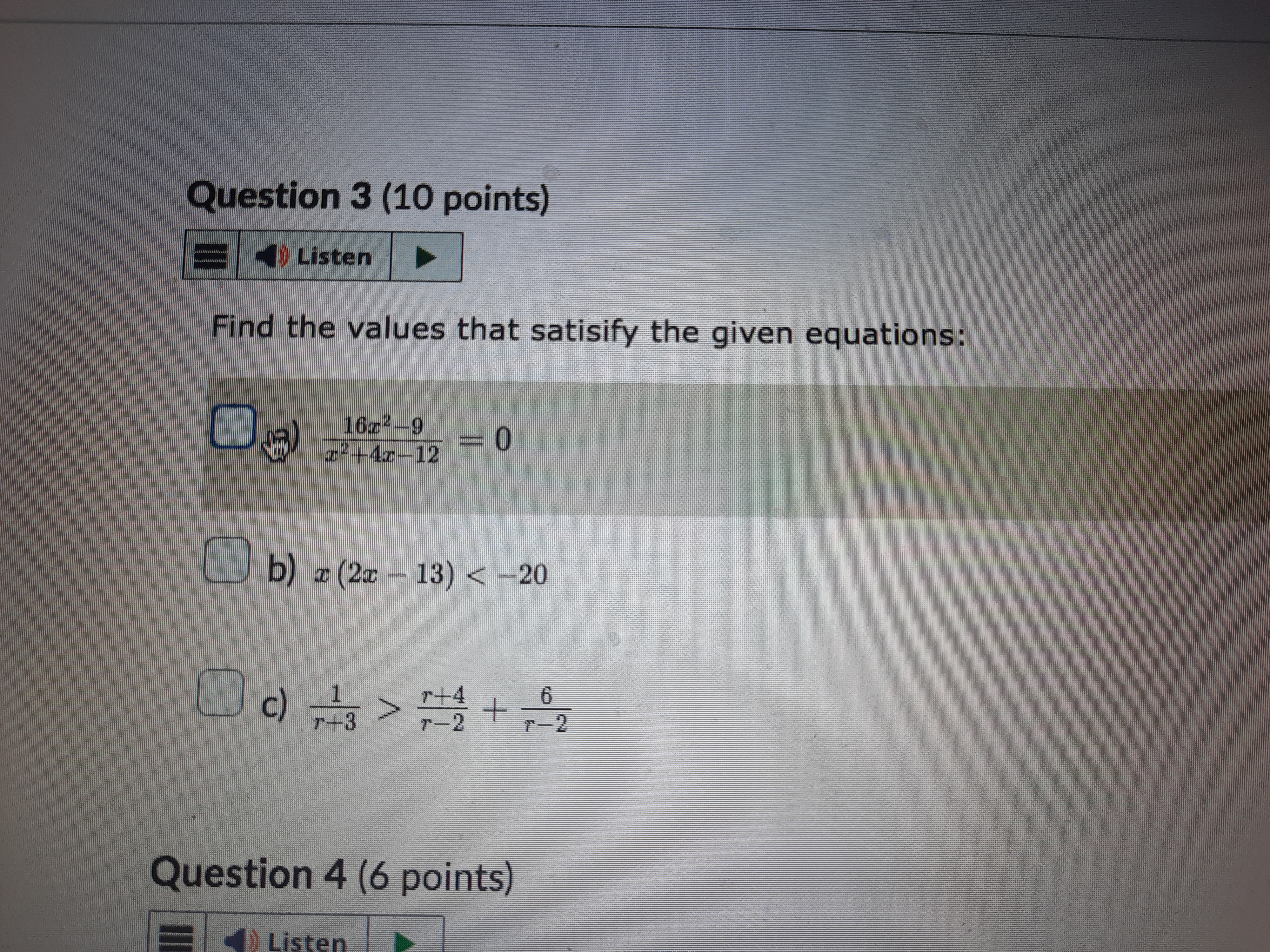 points)Question 2 (12 points) () Listen For the following functions, find: i)