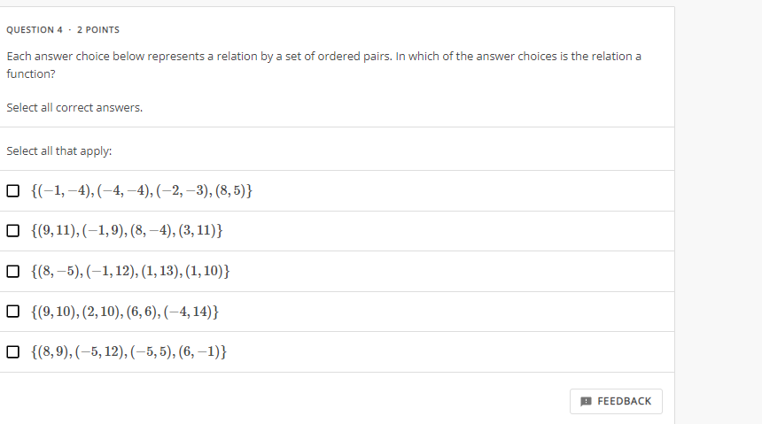 10,8,2,1 Q 11,10,8,4 O 4,2,11 O 11,10,3,1,4 p FEEDBACK \f\fWhich point in