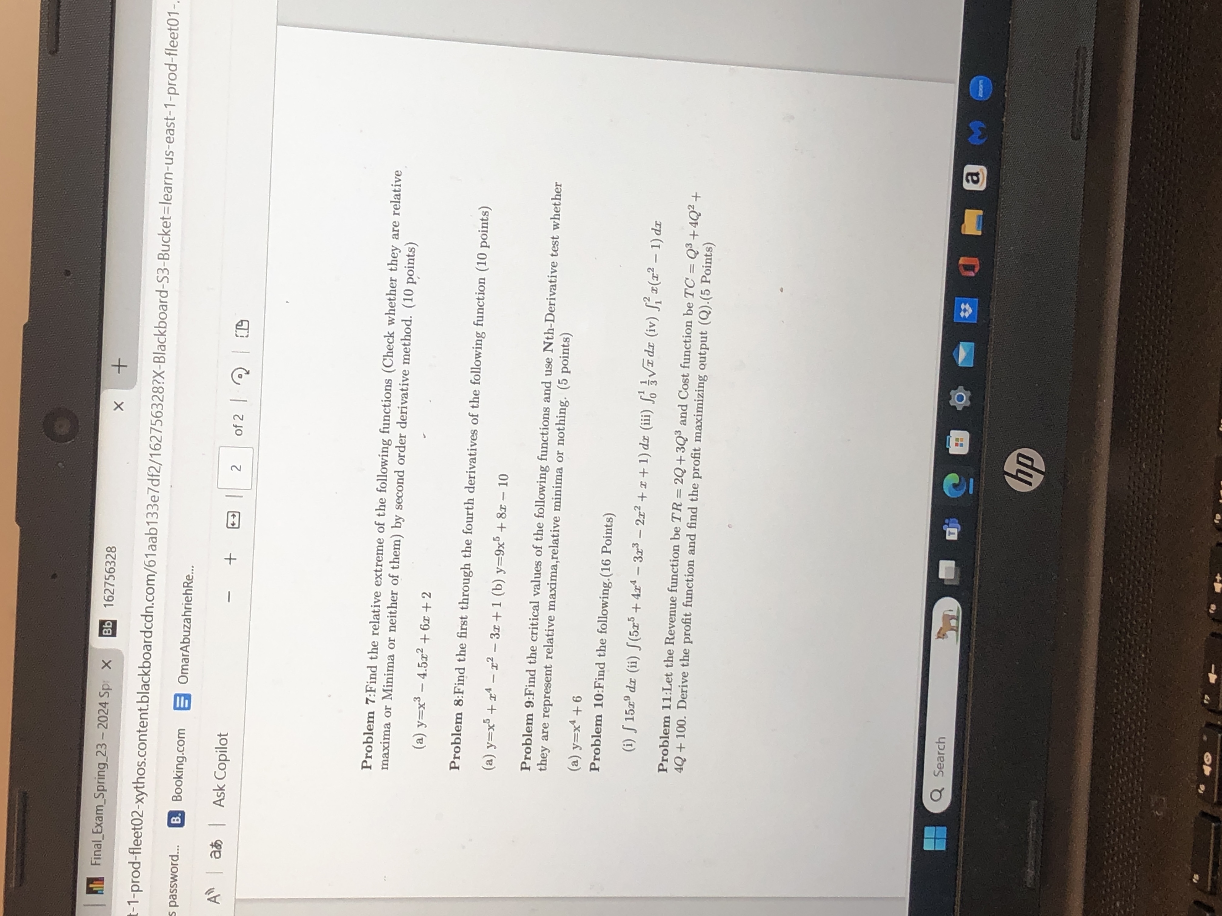 the derivative of each of the following functions (16 points) (a) y=10x-3