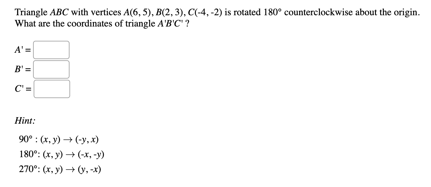 (- y, x) 180 : ( x , y ) + (-x