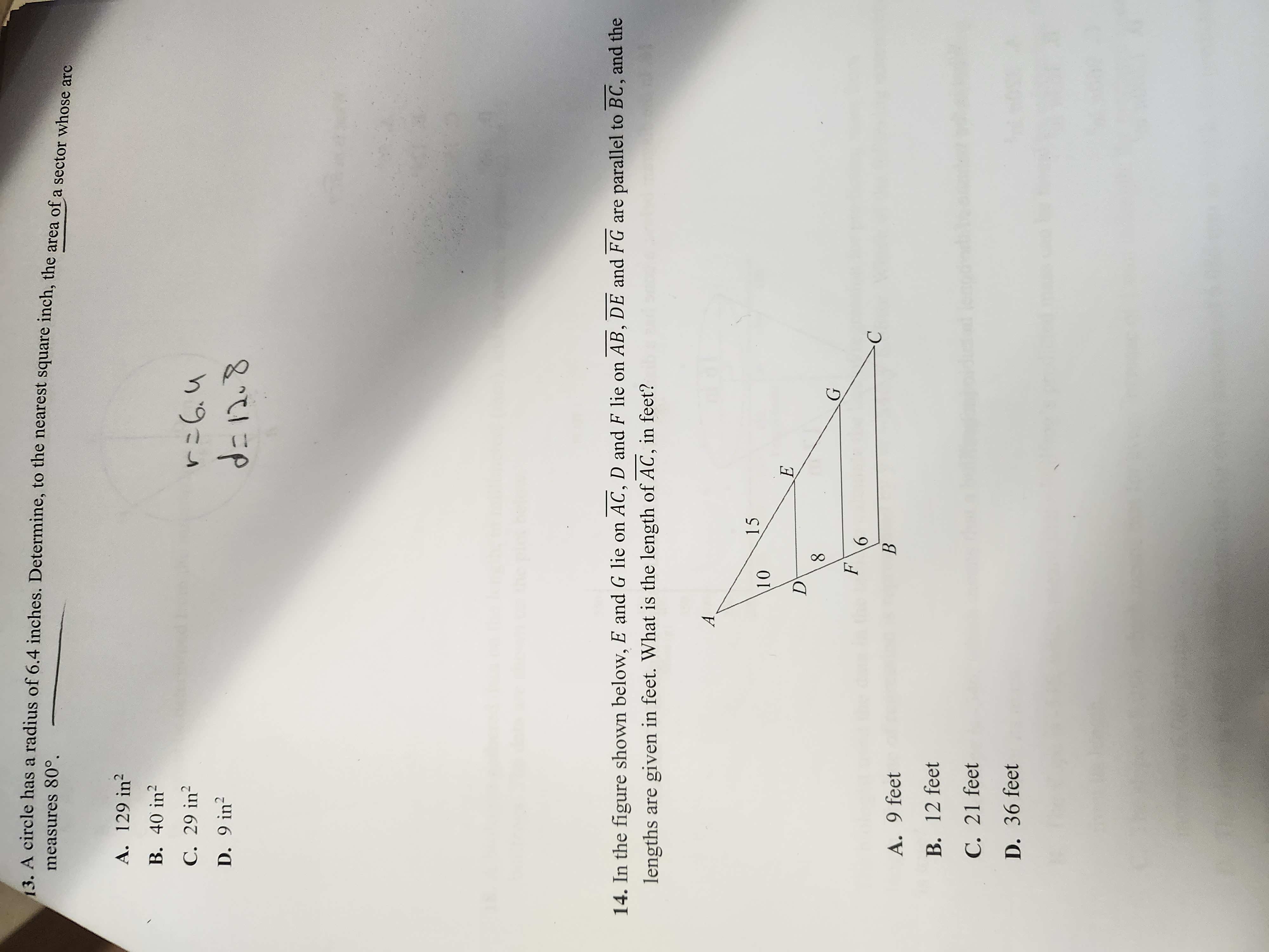 tenth, how much larger is the area of A DEF than the
