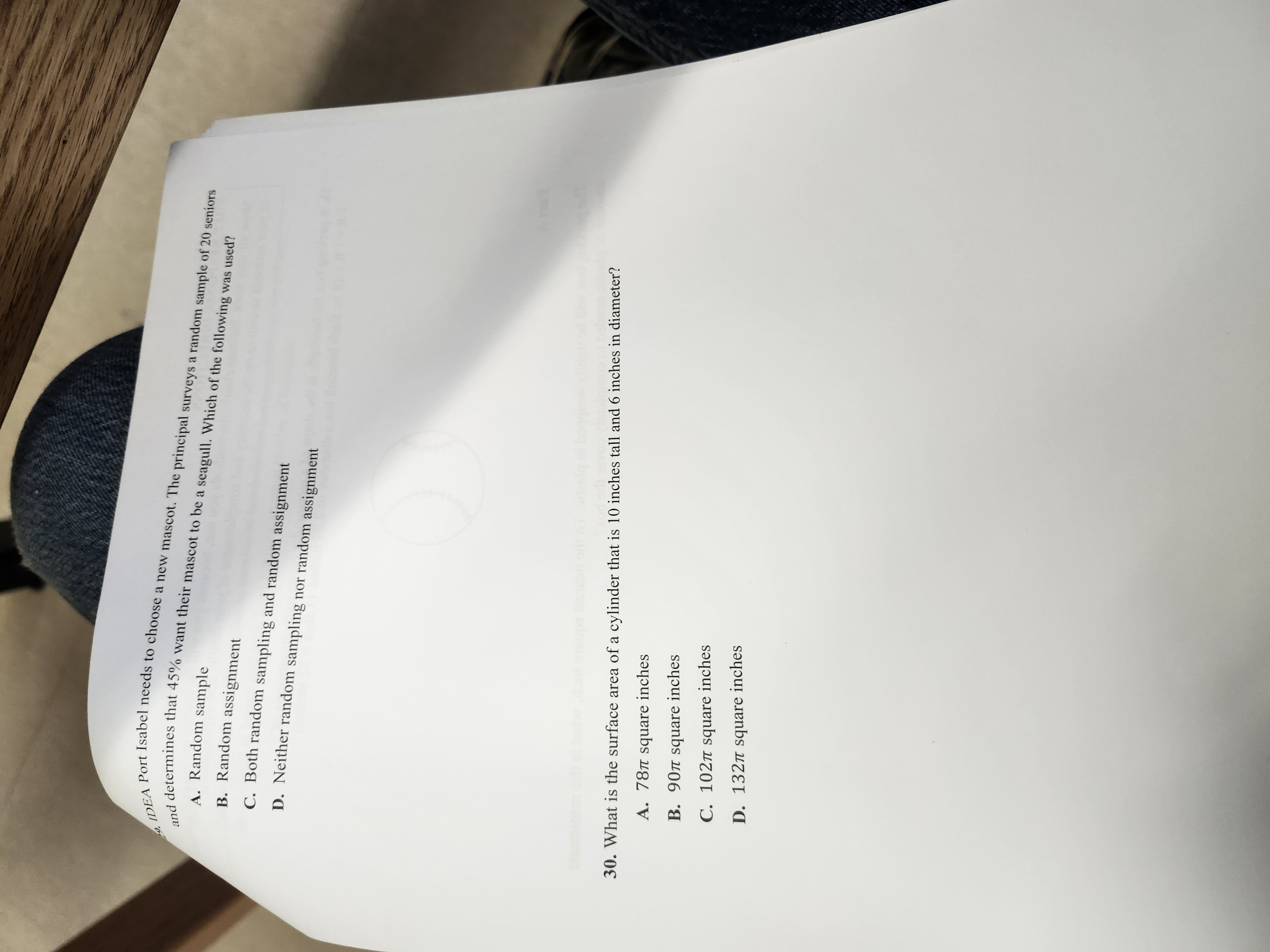 sector whose arc A. 129 in2 B. 40 in C. 29 in