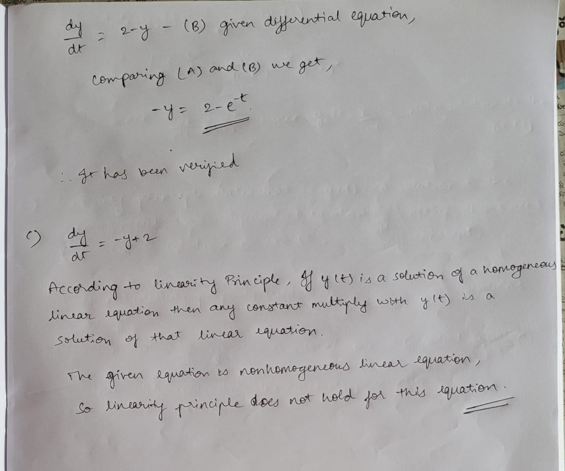 two facts contradict the Linearity Principle? 18. Consider the nonhomogeneous linear equation