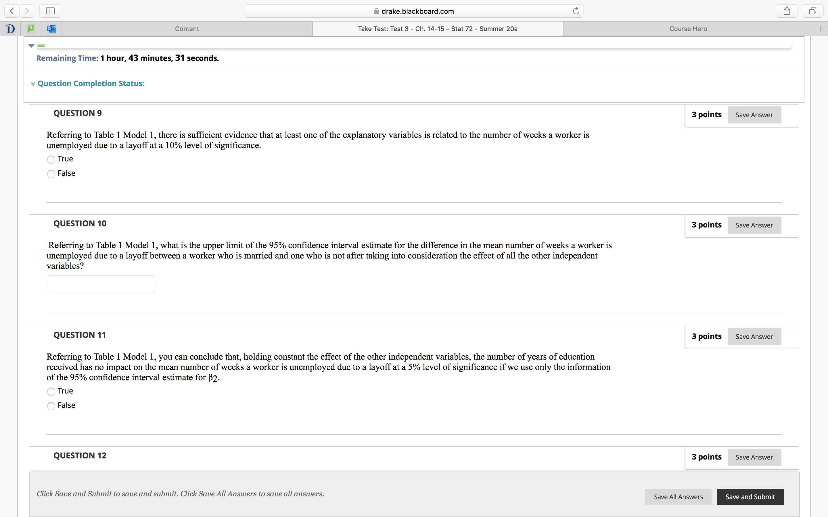 minutes, 50 seconds. a Question Completion Status: Course Hero Given below are