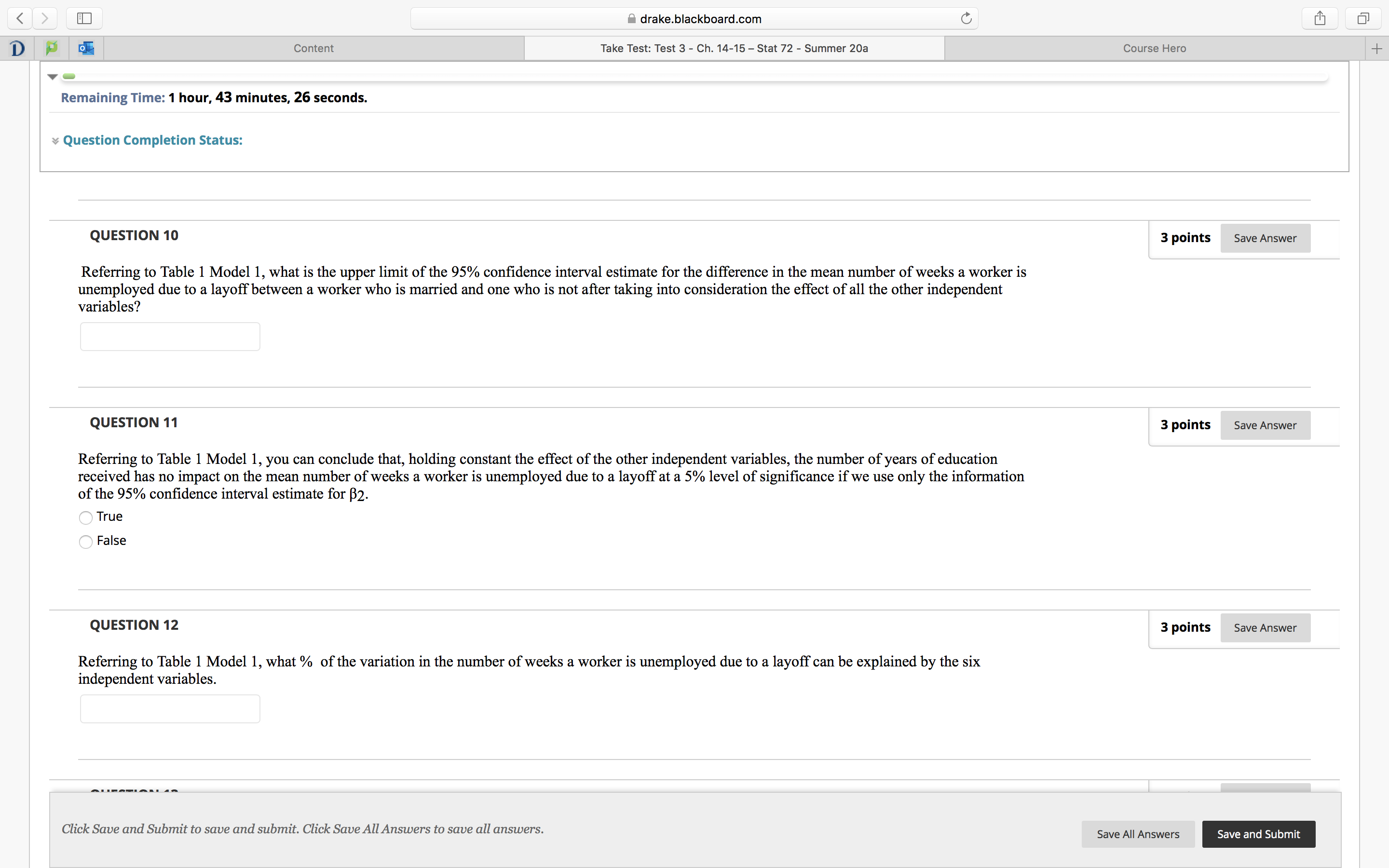 results om the regression analysis where the dependent variable is the number