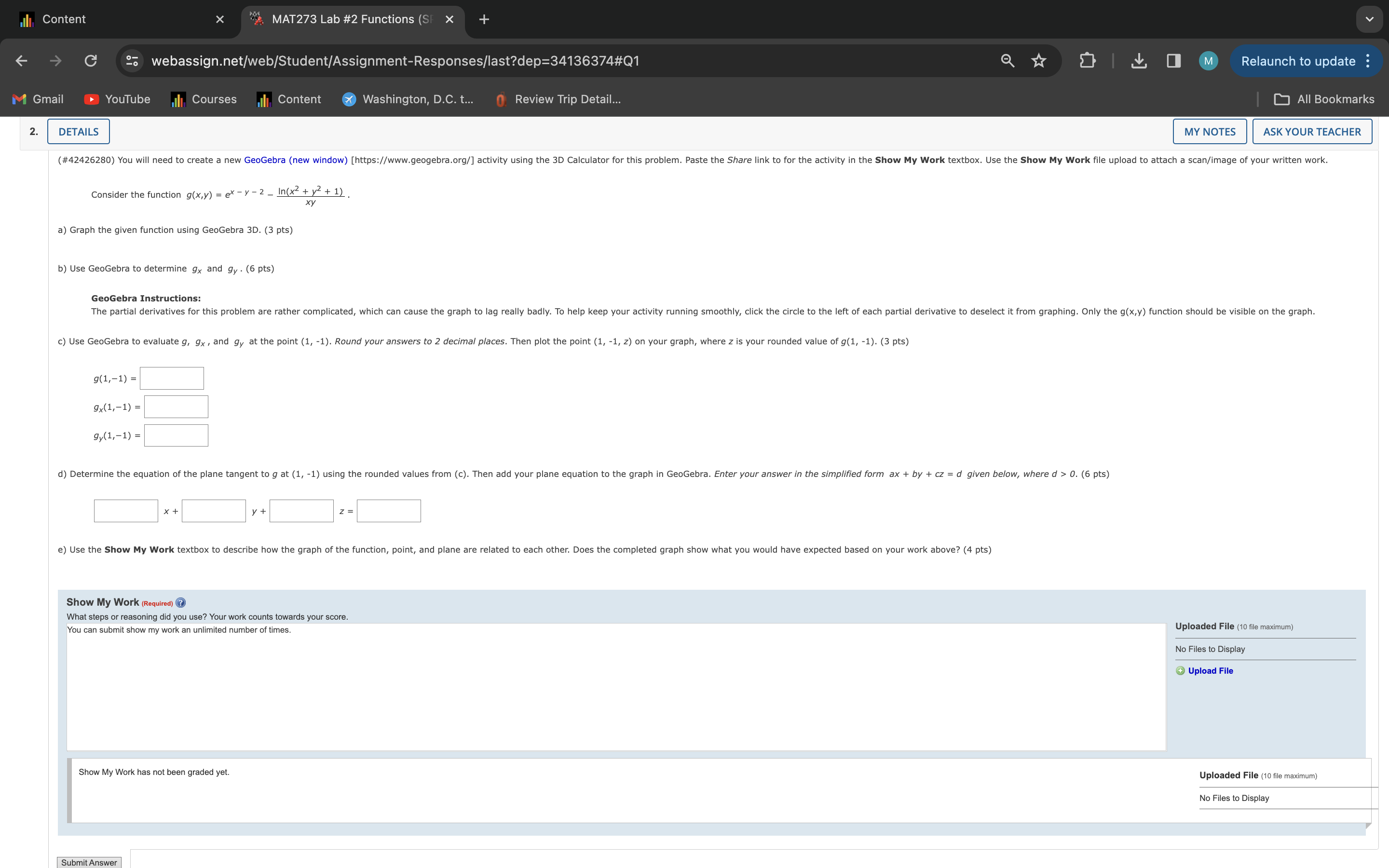 D.C. t... Review Trip Detail... Current Score QUESTION 1 2 3 @