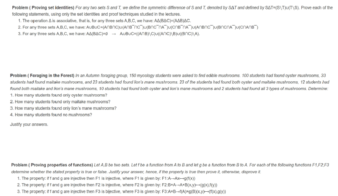 Please, solve the question Problem ( Proving set identities) For any two