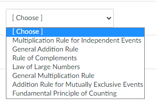 1. [ Choose ] [ Choose ] Multiplication Rule for Independent Events