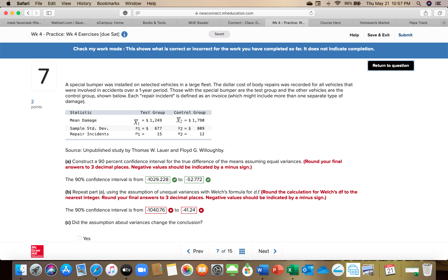 Part b and d are still wrong. Part B (Round the calculation