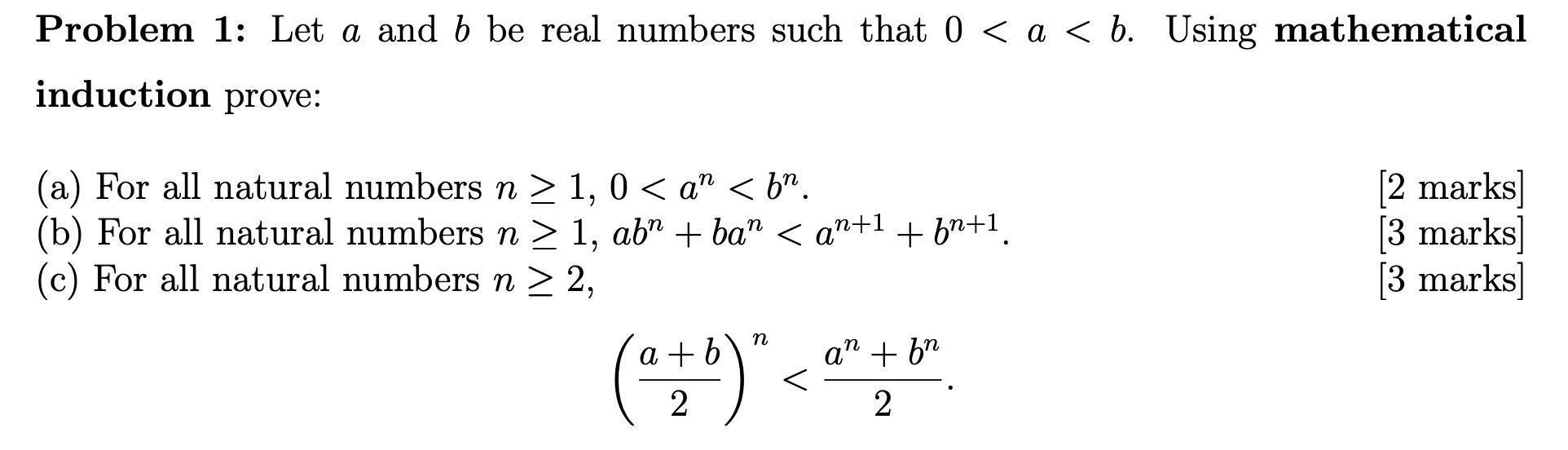 Problem 1: Let a and b be real numbers such that