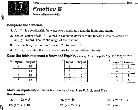 18, 19Answer Lesson 1.7 Practice B questions 1, 2, 3, 4, 5,