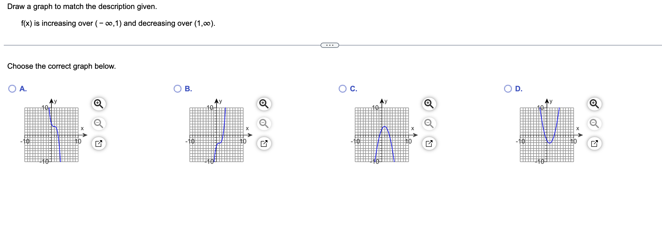  Draw a graph to match the description given. f(x) is increasing