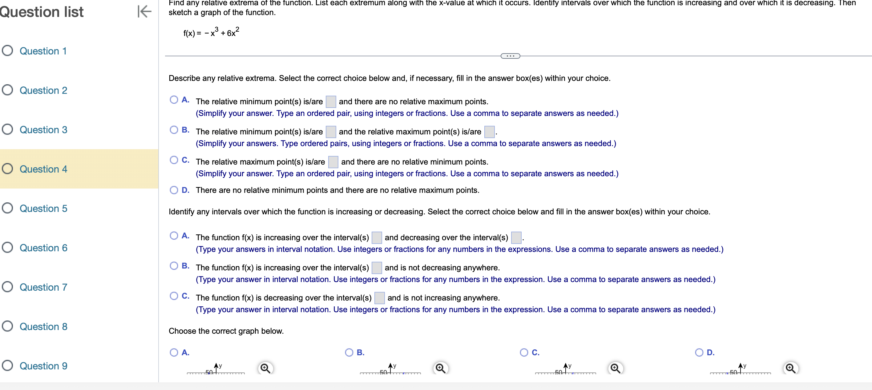 Question list K F(x) has a positive derivative over ( - co,