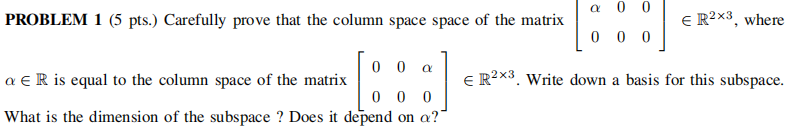  0 0 PROBLEM 1 (5 pts.) Carefully prove that the column