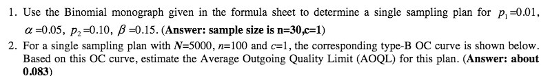  1. Use the Binomial monograph given in the formula sheet to