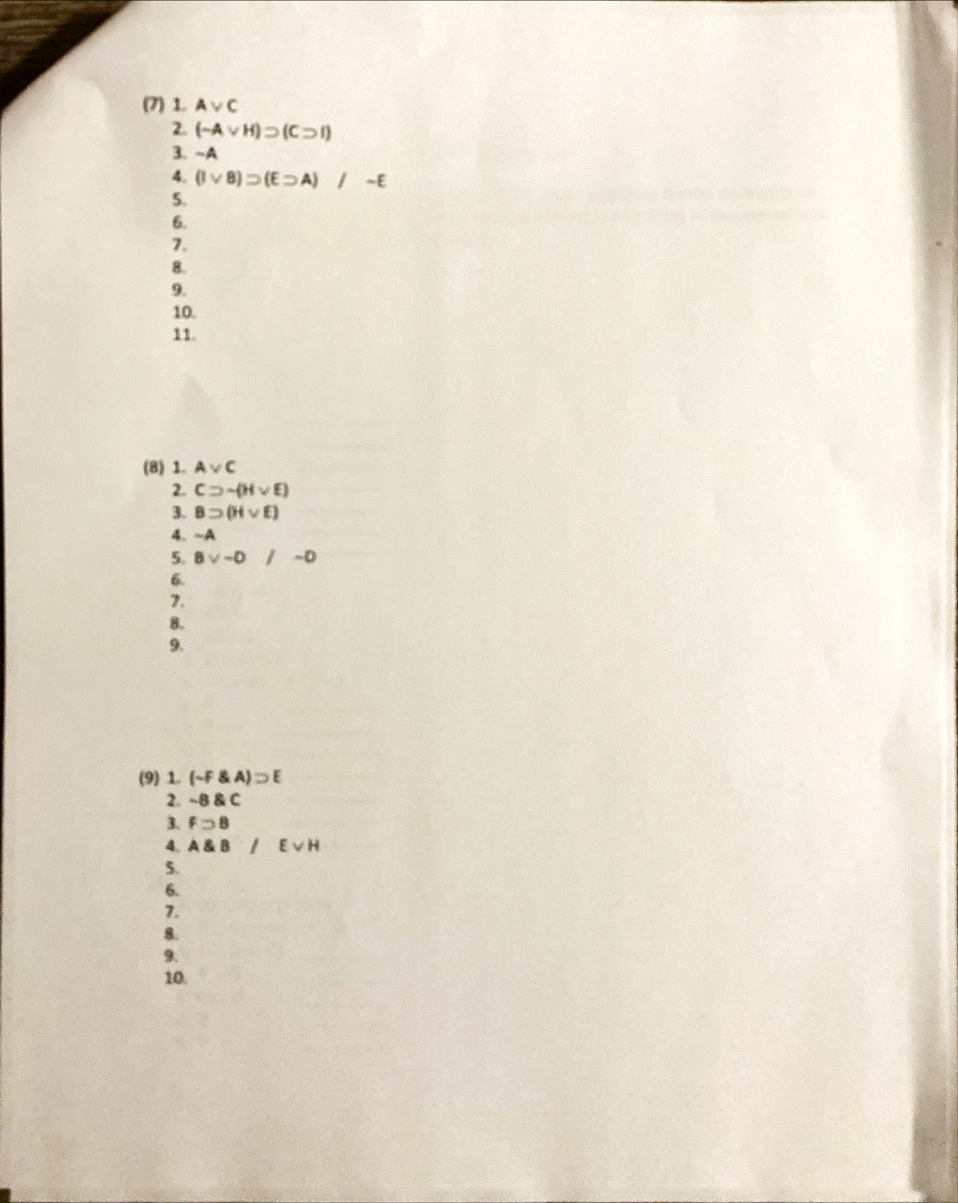 FDA 10. BVA 11. D Part II: Provide a proof for each