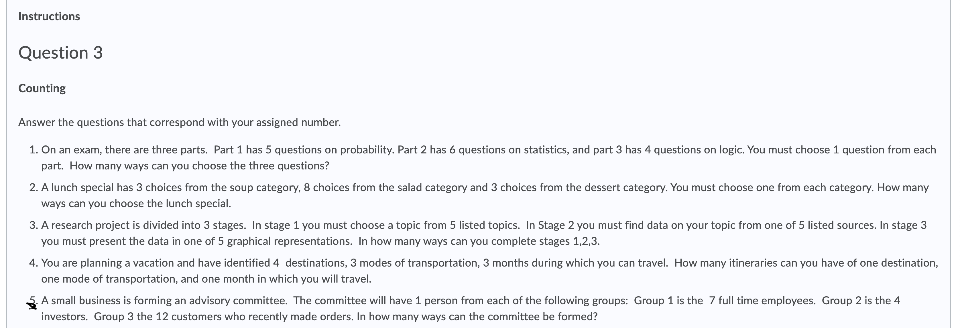 assigned number to answer these questions. The data represent your hypothetical walking