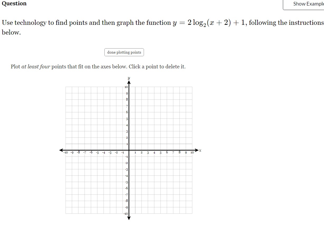 Question Show Example Use technology to find points and then graph